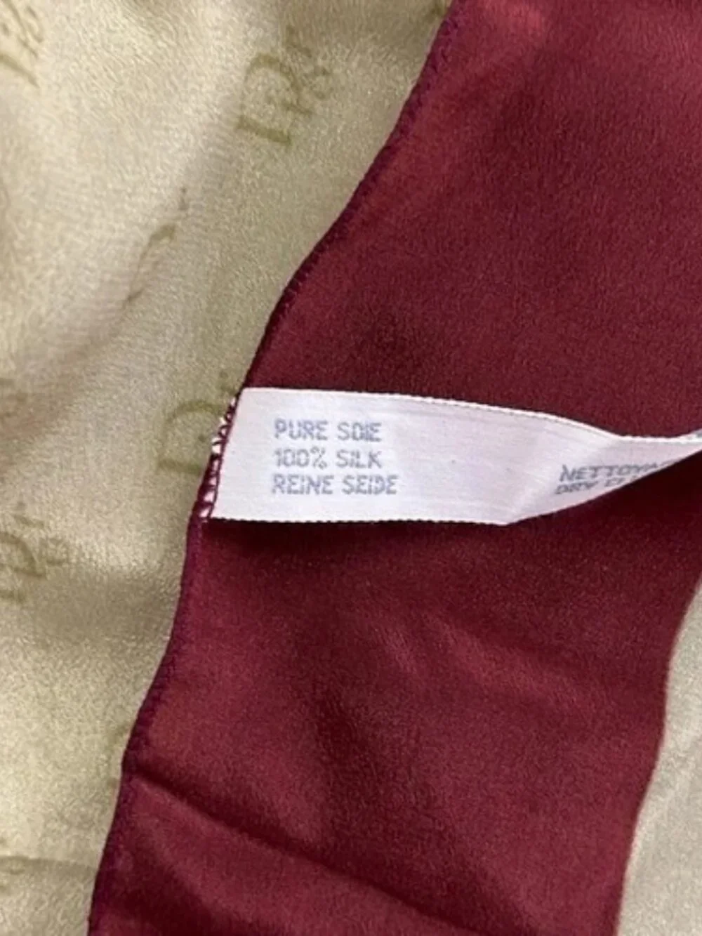 DIOR/ChristianDior Khaki Bordeaux Scarf